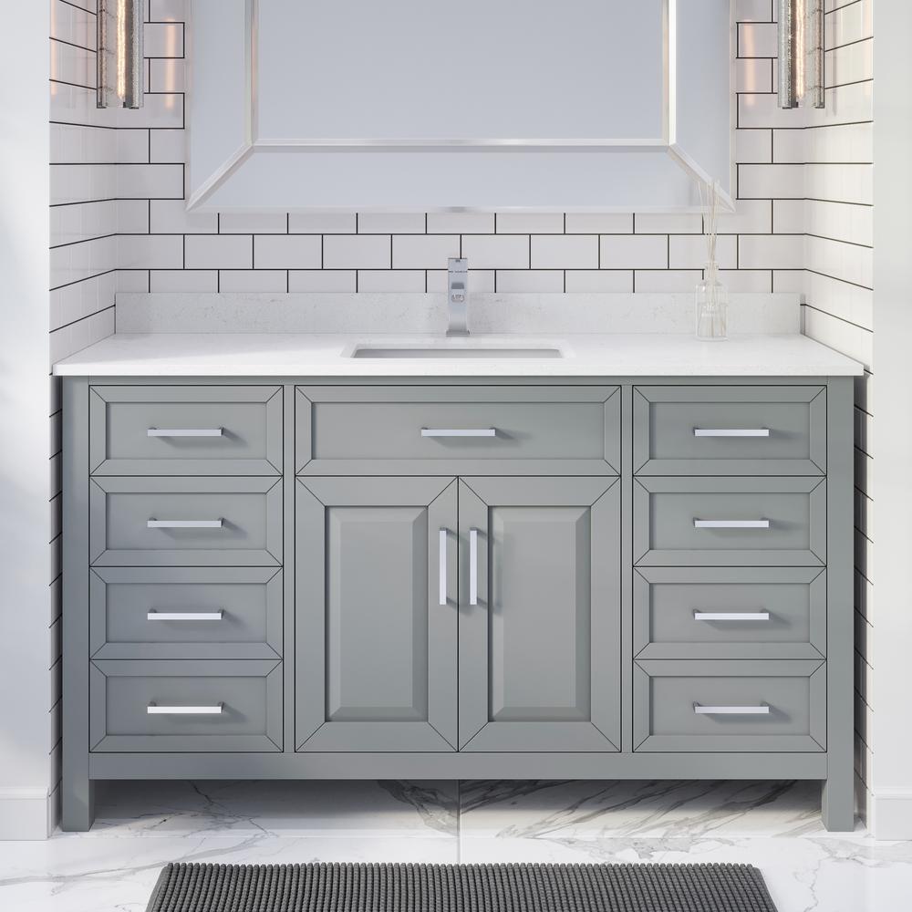 Art Bathe Terrence 60 In W X 22 In D Bath Vanity In Gray Engrd Stone Vanity Top In White With White Basin Power Bar Organizer To60og The Home Depot