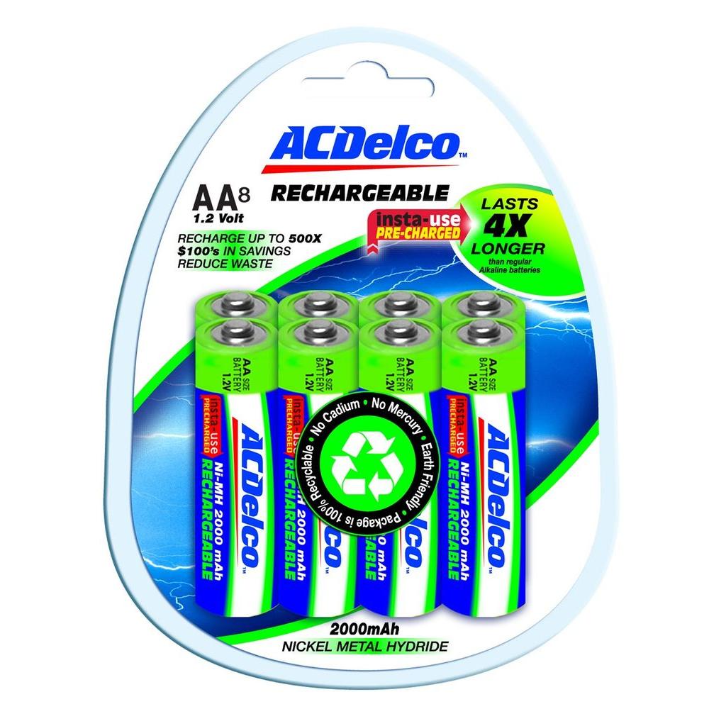 ACDelco 2000 mAh Pre-Charged Rechargeable Ni-MH AA Battery (8-Pack) by ACDelco