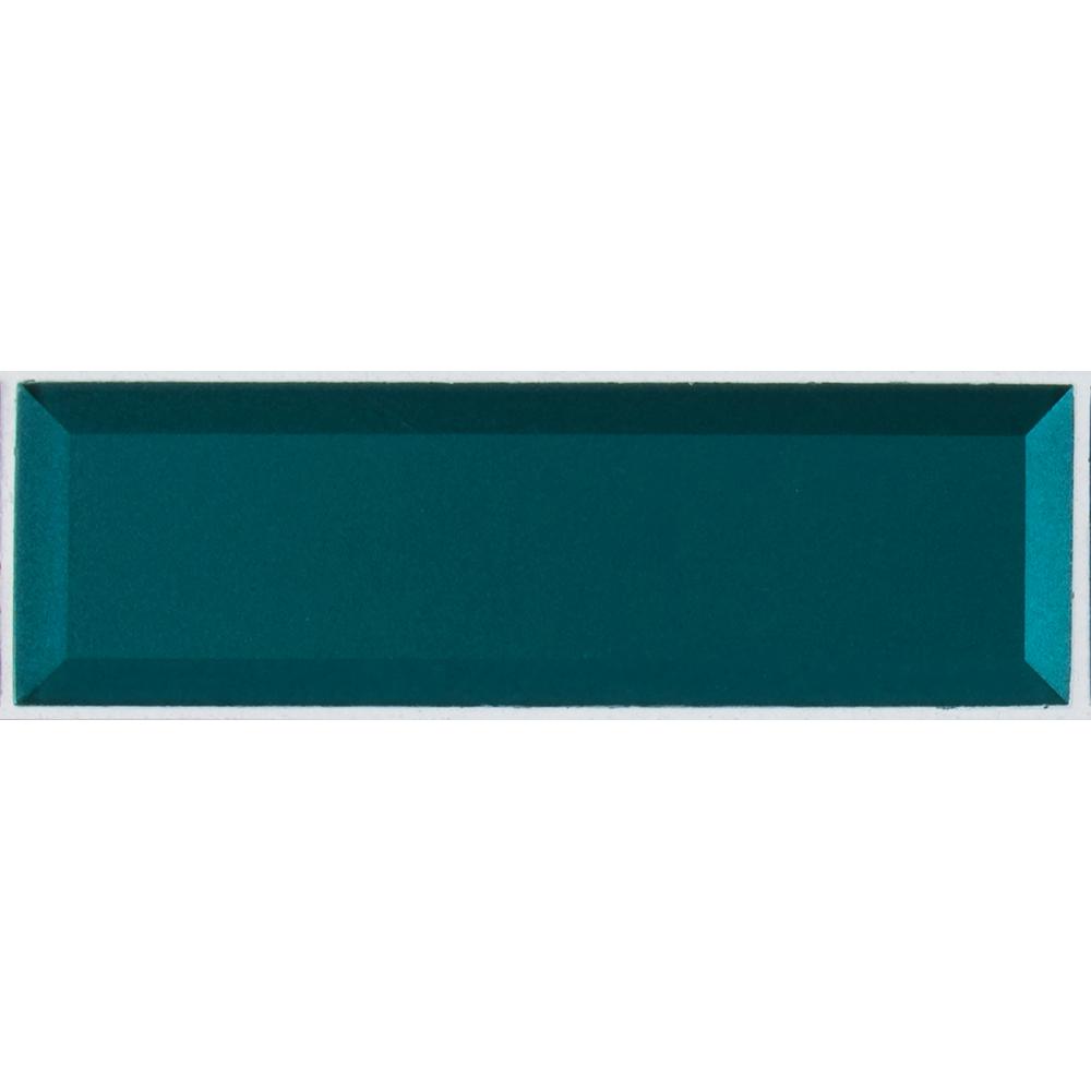 Verde Azul Beveled 2.5 in. x 8 in. x 8mm Glossy Glass Blue Subway Tile (0.15 sq. ft.)
