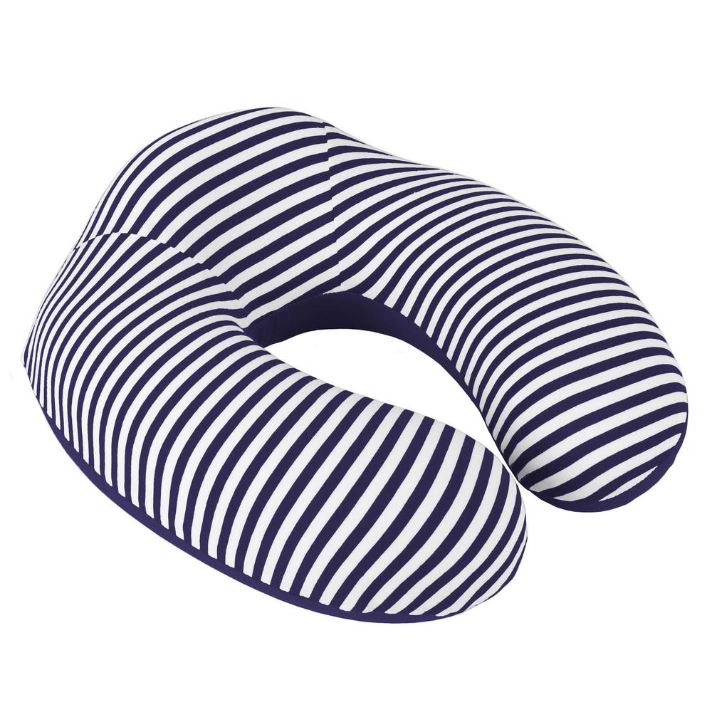 Lavish Home Navy Stripe Memory Foam Extra Support Neck Travel