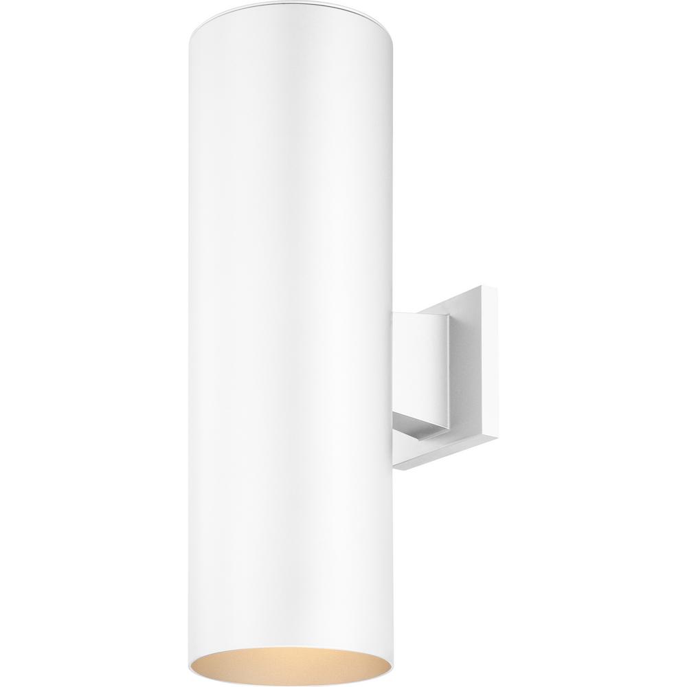 Volume Lighting Large 2 Light White Aluminum Integrated Led Indoor Outdoor Wall Mount Cylinder Sconce Volume Lighting Large 2 Light White Aluminum Integrated Led Indoor Outdoor Wall Mount Cylinder Sconce
