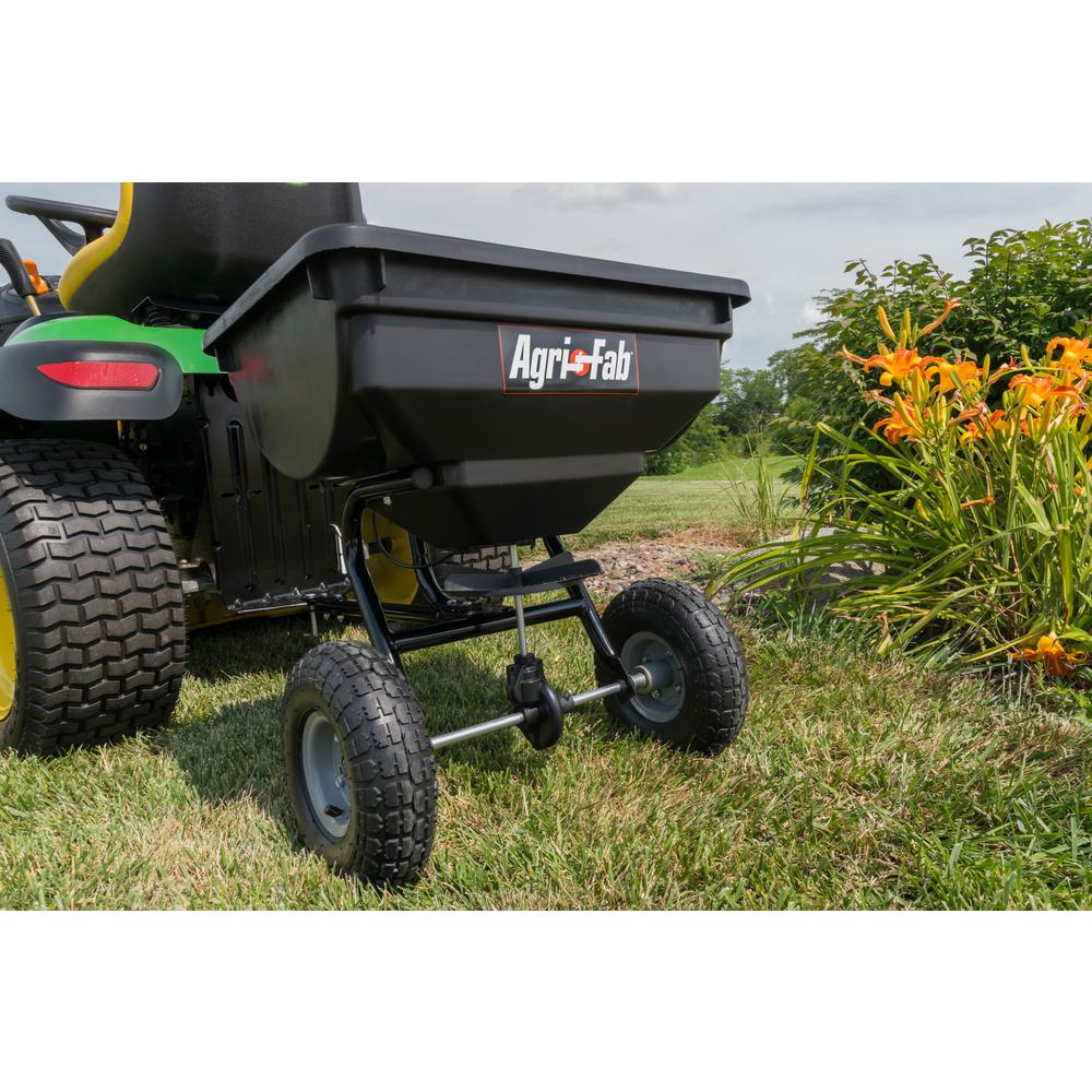 Lawn Fertilizer Spreader Pull Tow Behind Grass Seed Salt Broadcast Top