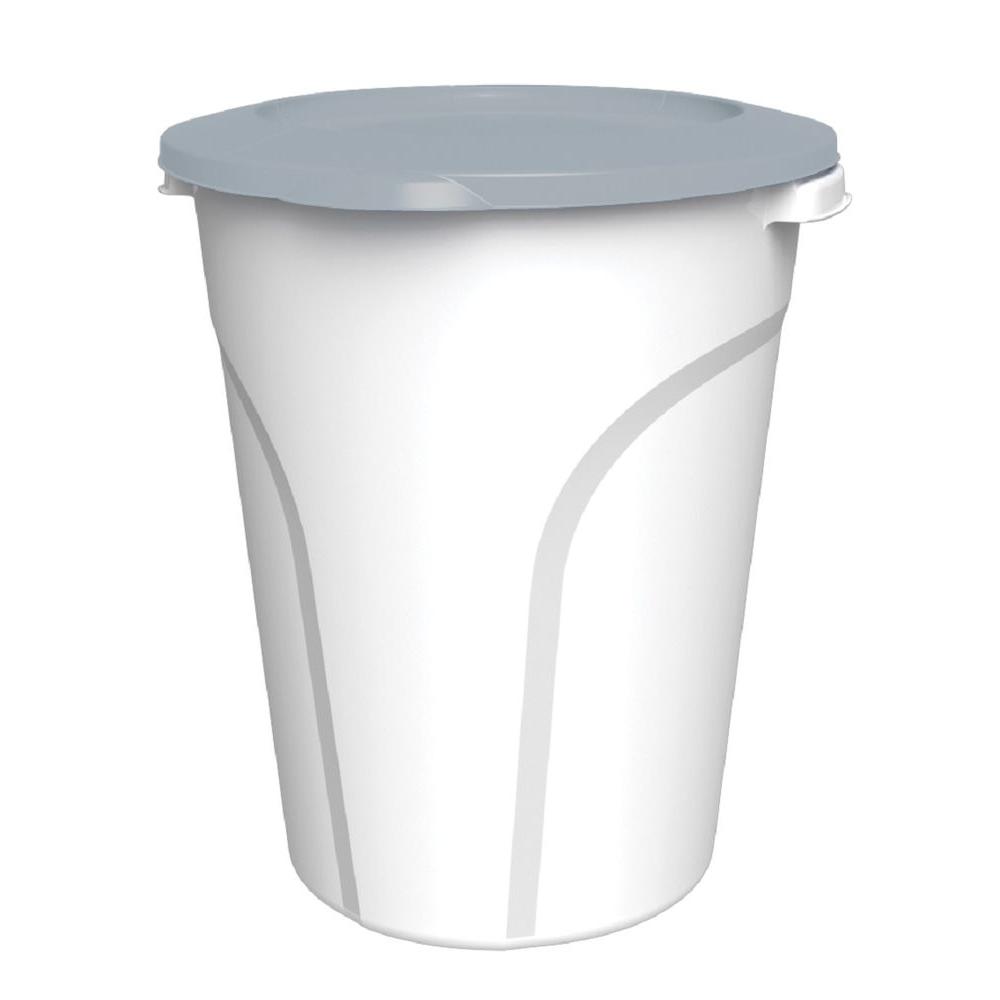 UPC 051596024246 product image for United Solutions Trash Receptacles 24 qt. Plastic Utility Can White Base and Gre | upcitemdb.com