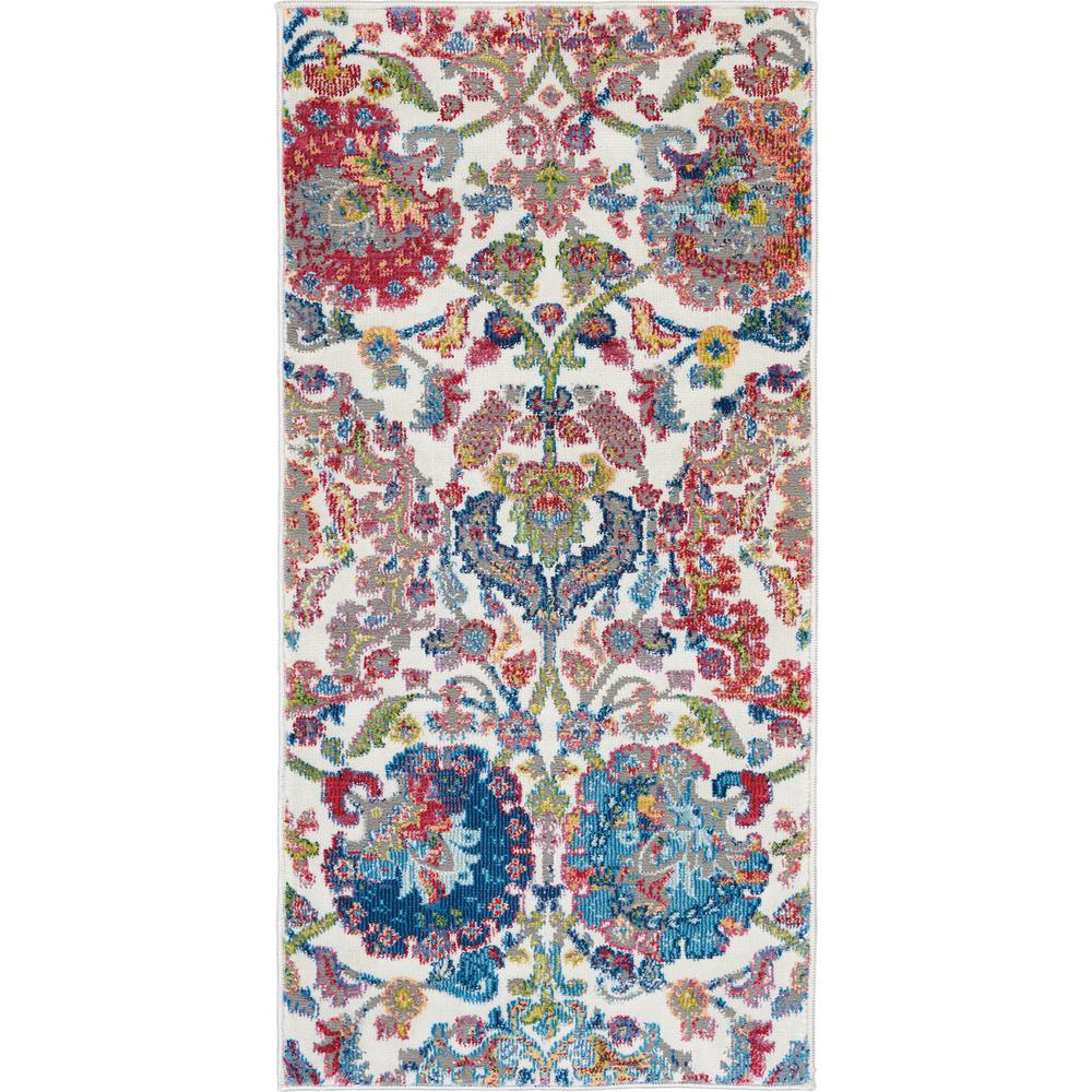 Nourison Global Vintage Ivory Blue 2 Ft X 4 French Country Area Rug