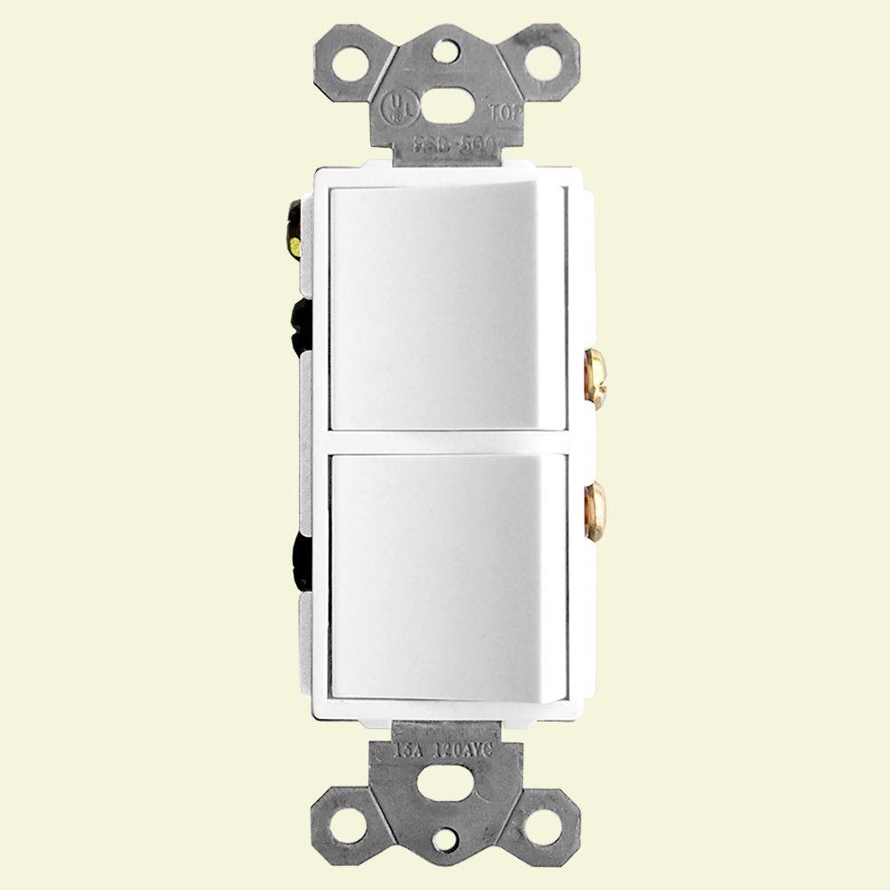 2 Function Rocker Combination Switch In White 120 Volt 15 Amp X2 2 Function Rocker Combination Switch In White 120 Volt 15 Amp X2