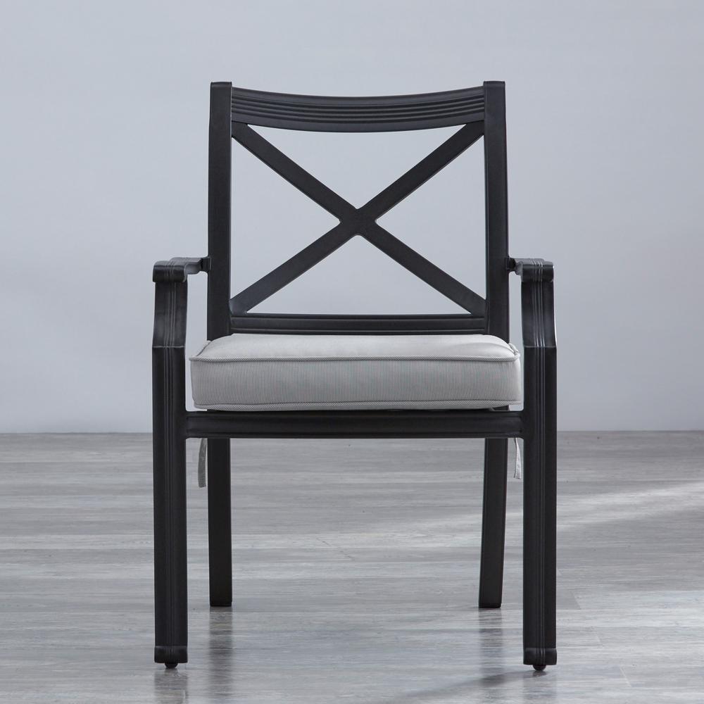 Homesullivan Tn Charcoal Aluminum Outdoor Dining Chair With Homesullivan Tn Charcoal Aluminum Outdoor Dining Chair With Beige Cushion 2 Pack