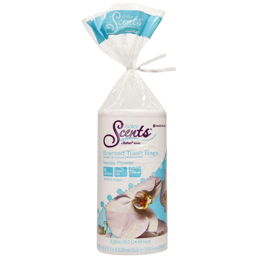 Color Scents 8 Gal. Twist Tie Vanilla Flower Trash Bags (60Count