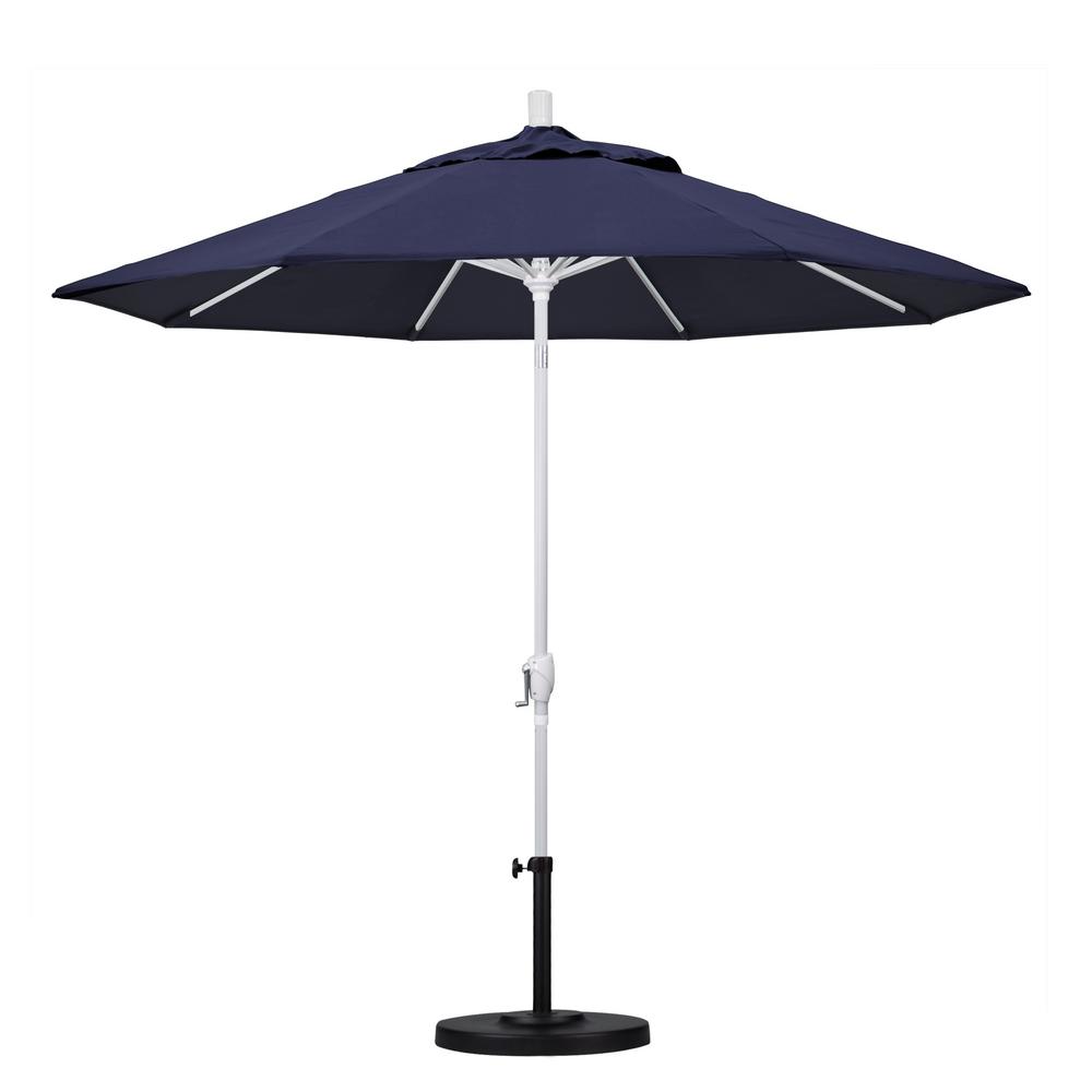 California Umbrella 9 ft. White Aluminum Pole Market Aluminum Ribs Push