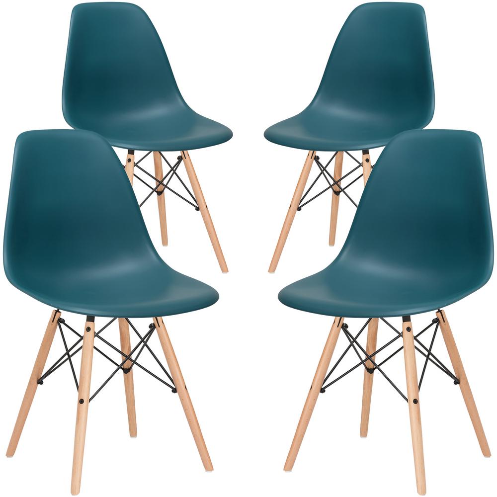 Poly And Bark Vortex Teal Side Chair With Natural Legs Set Of 4 Poly And Bark Vortex Teal Side Chair With Natural Legs Set Of 4