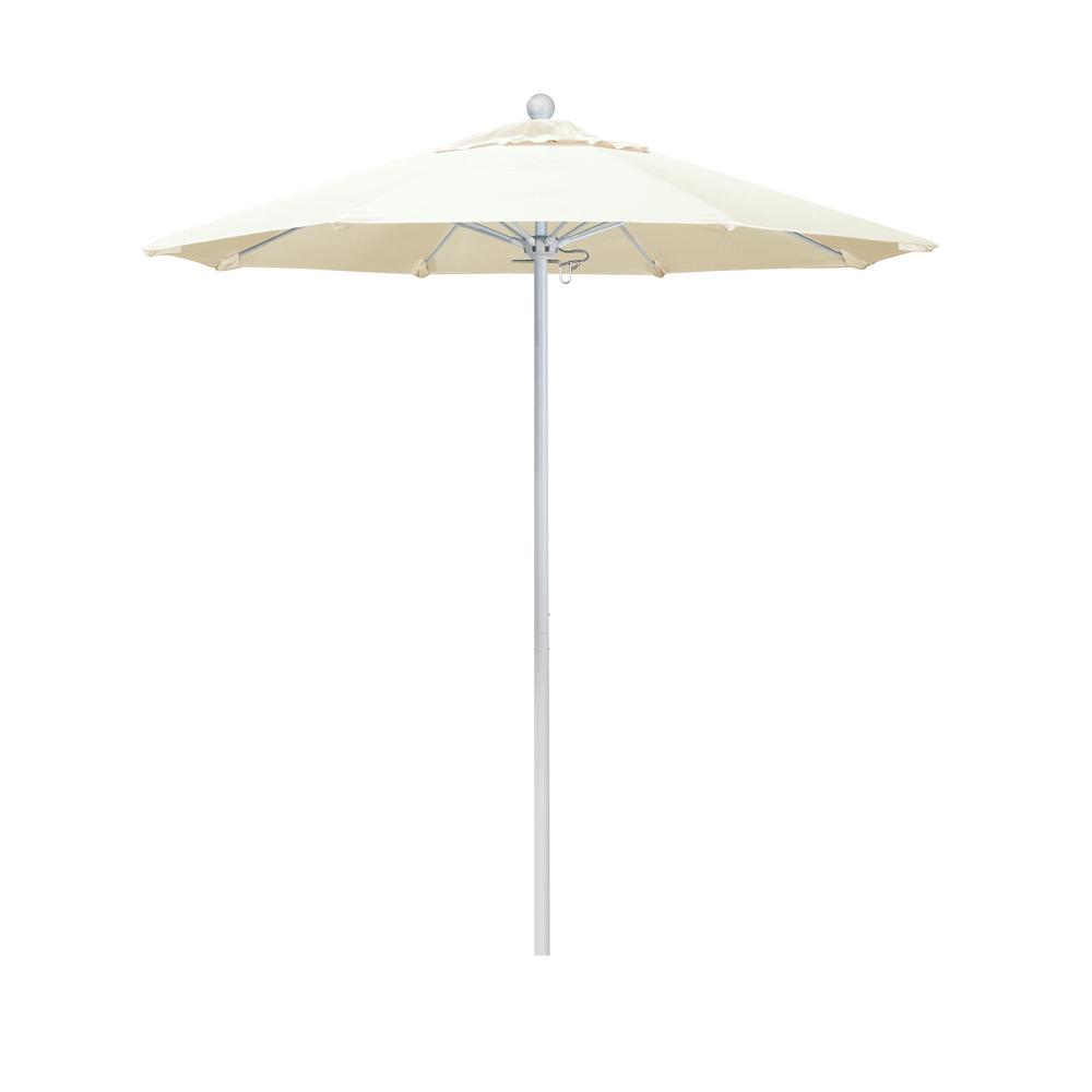 California Umbrella 7 5 Ft Market Matted White Fiberglass Pulley