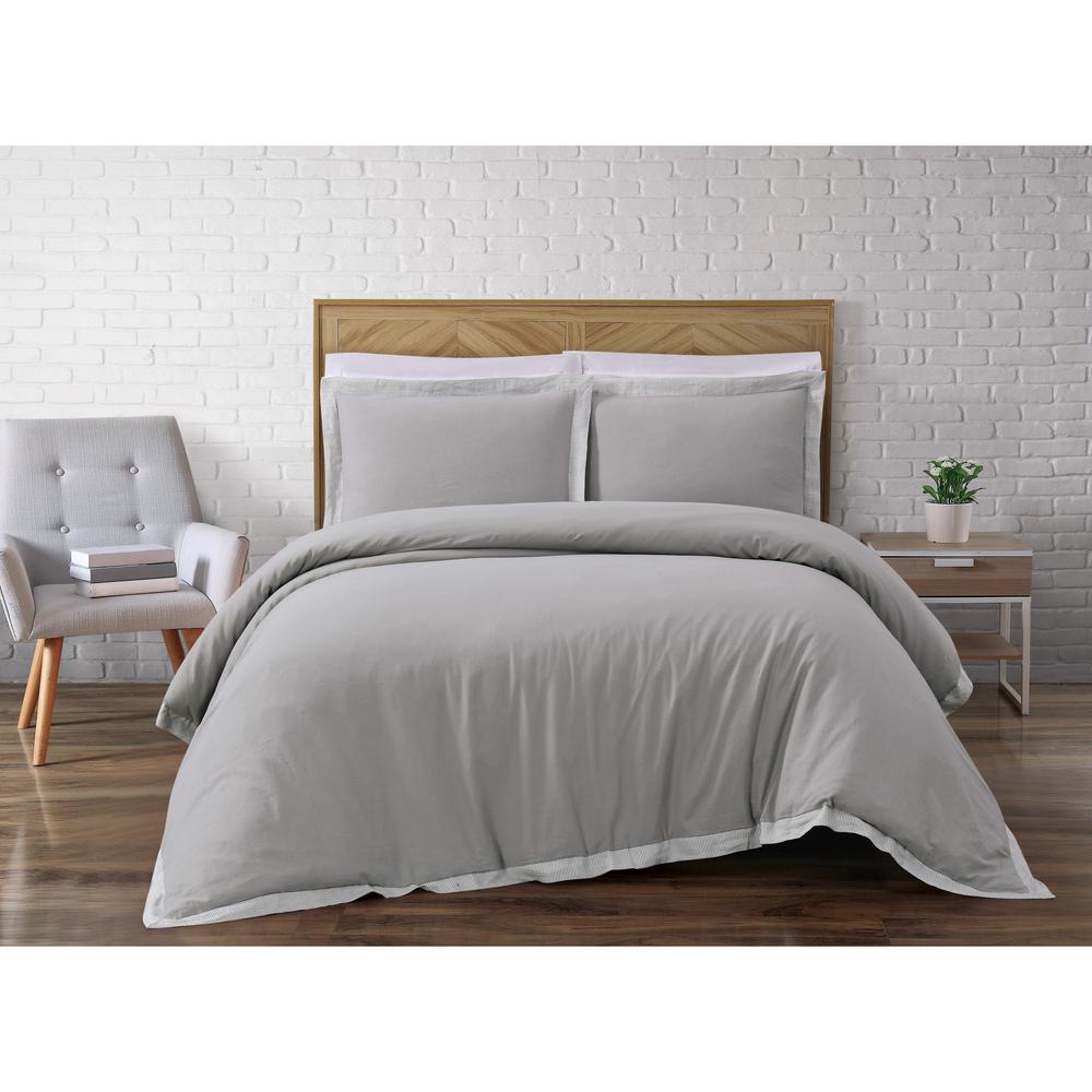 Brooklyn Loom Wilson 3 Piece Grey Full Queen Comforter Set