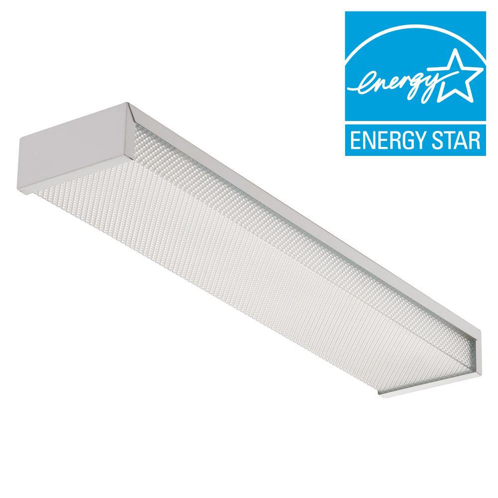 Lithonia Lighting 3324 2 Light White Fluorescent Flushmount Fixture Lithonia Lighting 3324 2 Light White Fluorescent Flushmount Fixture
