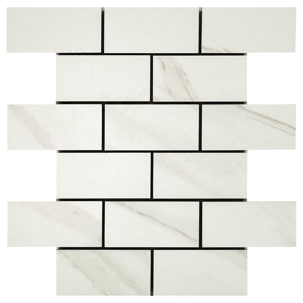 calacatta bianco tile mosaic daltile joint brick selwyn ceramic homedepot glazed 35mm sq ft piece