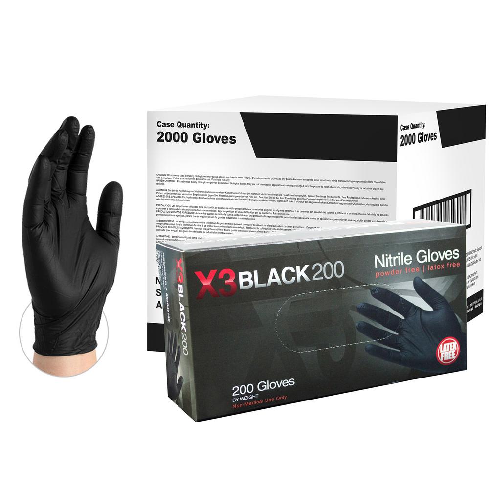 AMMEX BX3D Black Nitrile Industrial Powder-Free Disposable