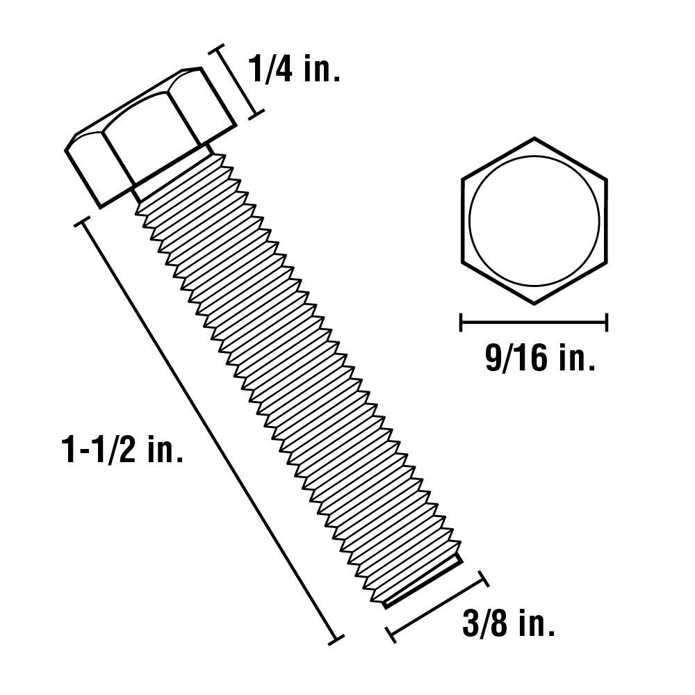 Everbilt 3 8 In 16 Tpi X 1 1 2 In Zinc Plated Hex Bolt 876 The Home Depot