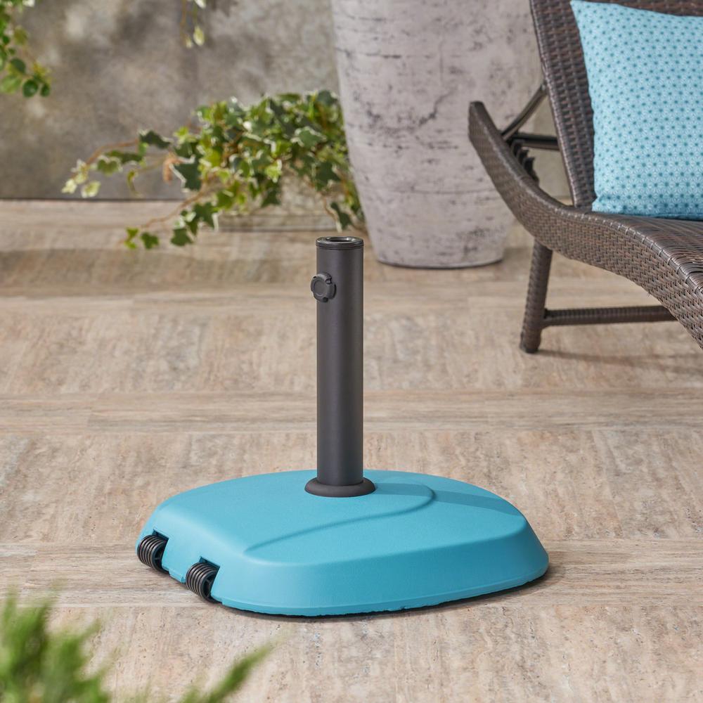 Noble House Anuta 60 63 Lbs Concrete Patio Umbrella Base In Teal 42181 The Home Depot