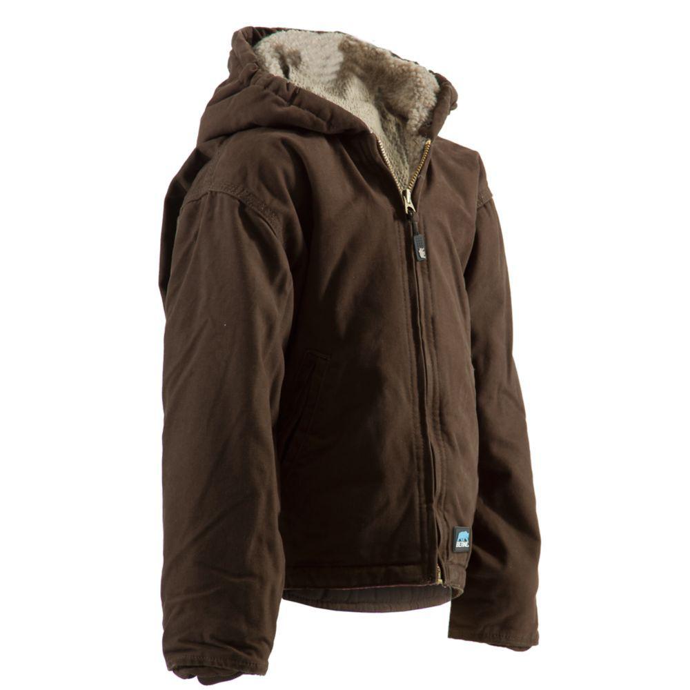 Berne Boys Olive Duck 100/% Cotton Youth Hooded Jacket
