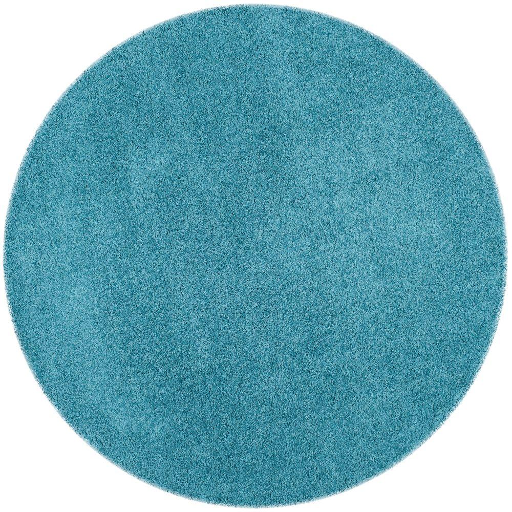 Safavieh Laguna Shag Turquoise 6 ft. 7 in. x 6 ft. 7 in. Round Area Rug ...