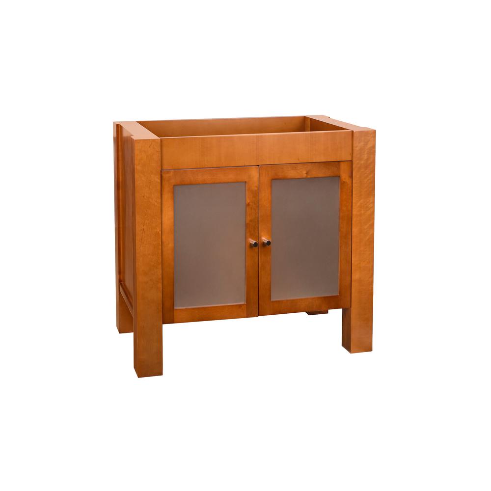 Ronbow Essentials Devon 31 75 In W X 30 In H Vanity Cabinet With Frosted Glass Doors In Cinnamon