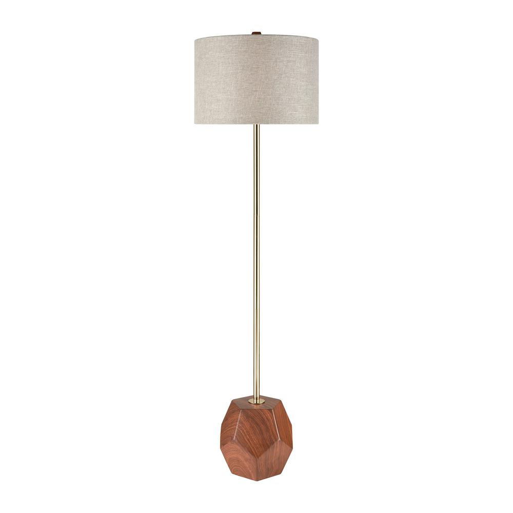 Titan Lighting Hot Spot 62 In Mahogany Woodtone And Antique Gold Floor Lamp