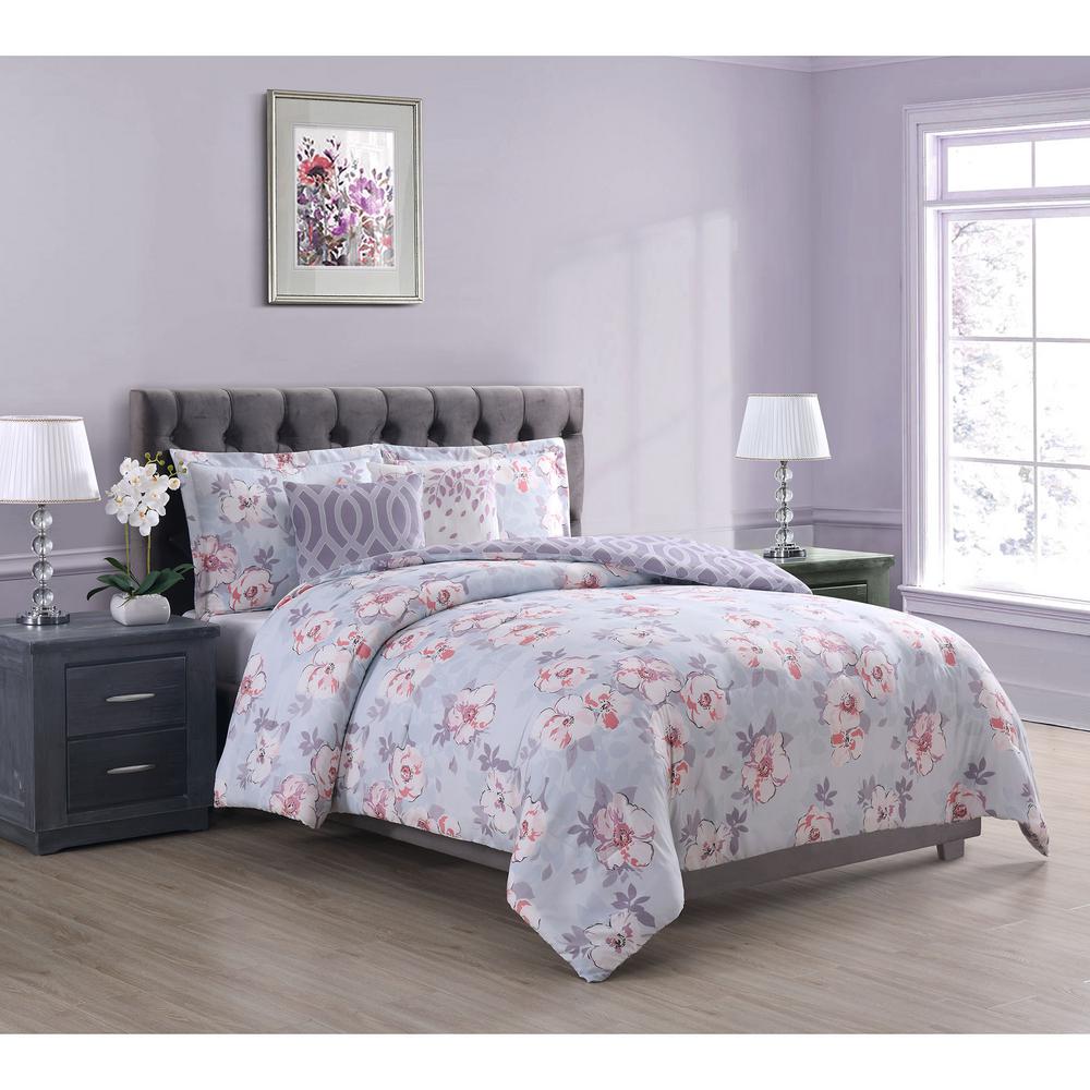 Carmela Home Penelope 5 Piece Grey Purple Pink Queen Comforter Set Ymz008774 The Depot - Gray Purple And Pink Bedding Carmela Home Penelope 5 Piece Grey Purple Pink Queen Comforter Set Ymz008774 The Depot - Gray Purple And Pink Bedding