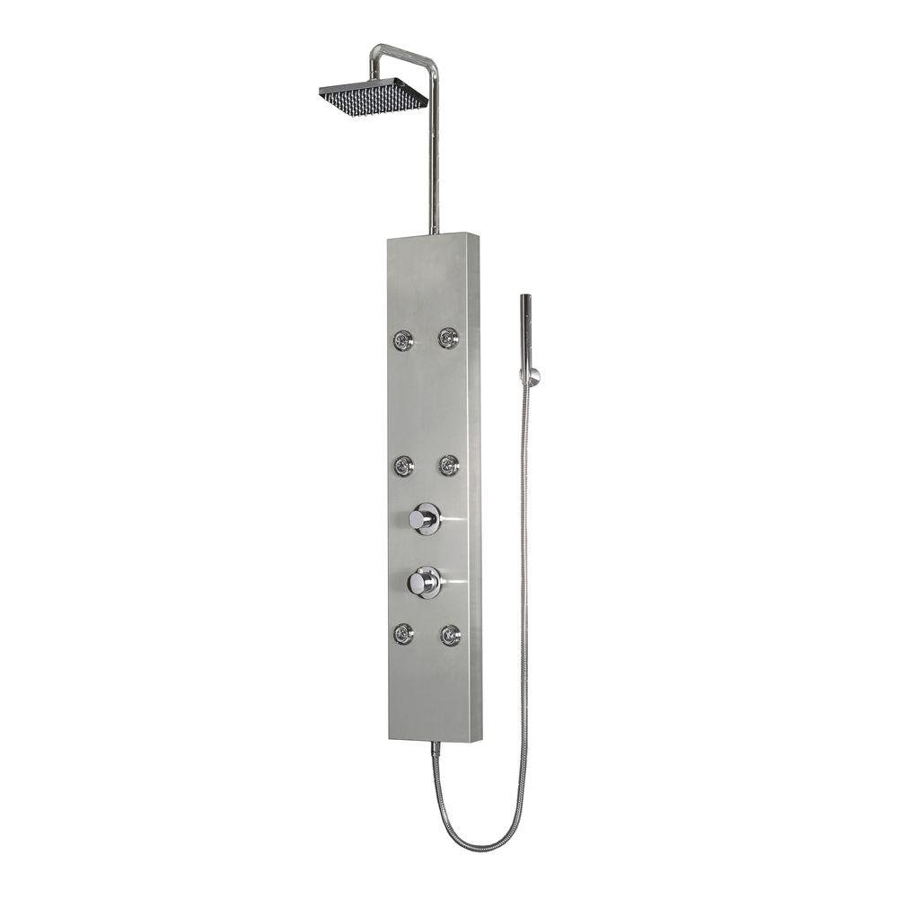 Ariel 6Jet Shower Panel System in Silver (Valve Included)A301 The Home Depot