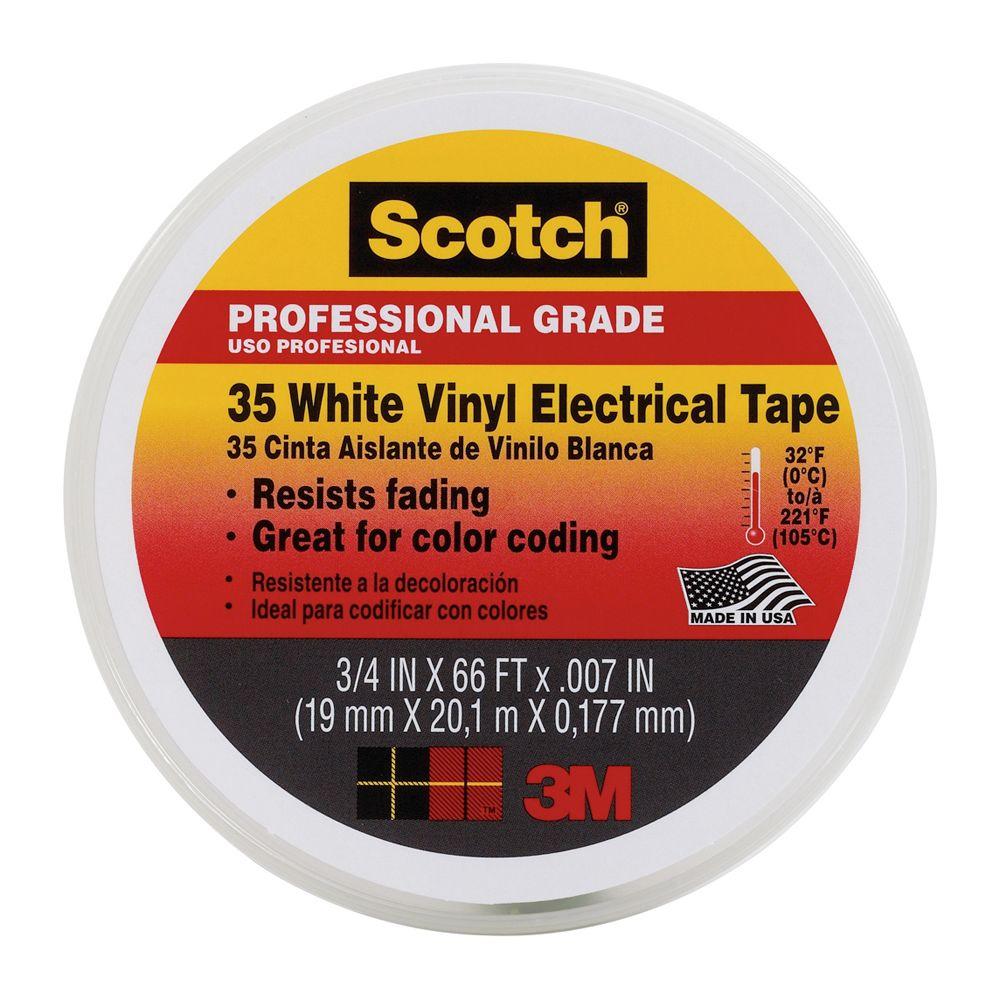 3M Scotch 0.75 in. x 66 ft. x 7 mil 35 Electrical Tape White10828