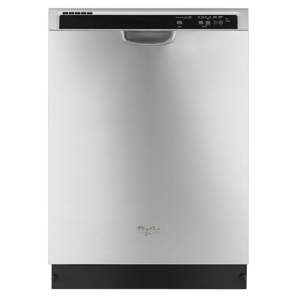 Whirlpool 24 in. Front Control Builtin Tall Tub Dishwasher in Monochromatic Stainless Steel