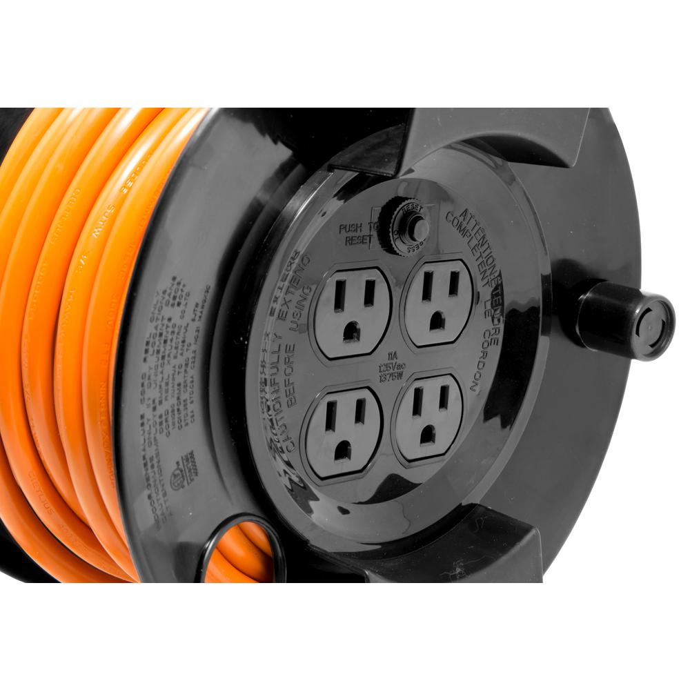 Extension Cord Reel 50 ft 14 Gauge SJTW Outdoor NEMA 5-15R LightUp Power Outlet