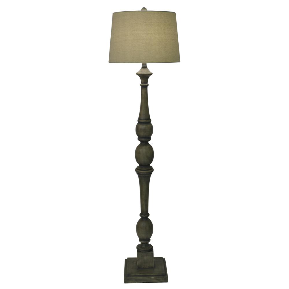 Decor Therapy Crossmill 54 In Warm Gray Floor Lamp With Linen Shade