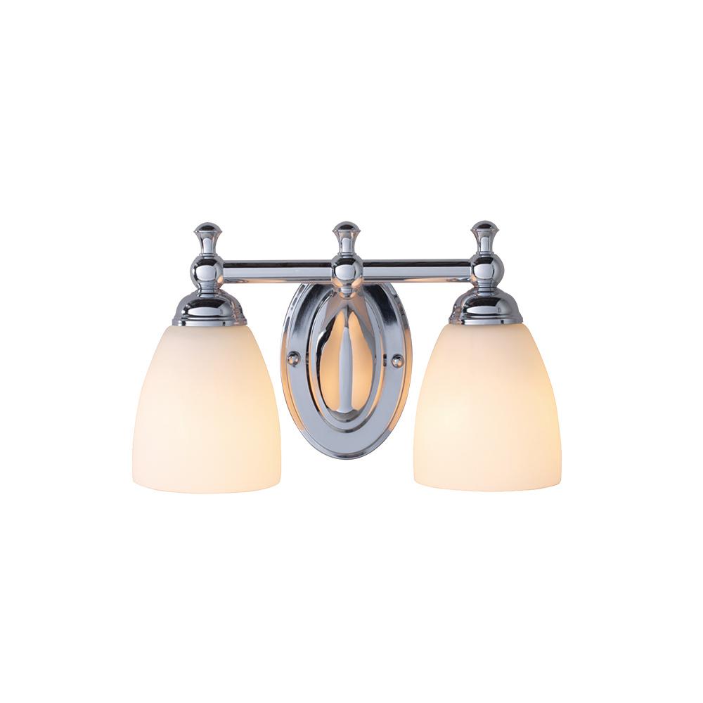 Hampton Bay Solomone 2 Light Polished Chrome Vanity Light With Opal Glass Shades Cp2563 The Home Depot
