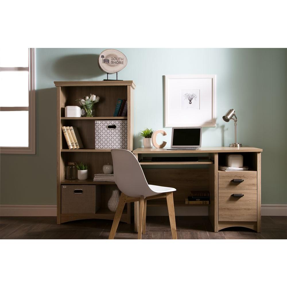 South Shore 47 5 In Rustic Oak Rectangular 2 Drawer Computer