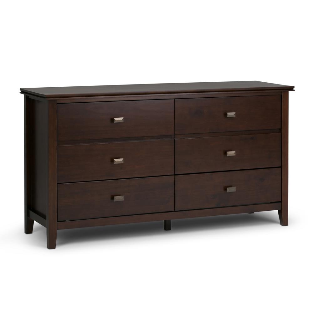 Simpli Home Artisan 6 Drawer Solid Wood 60 In Wide Contemporary