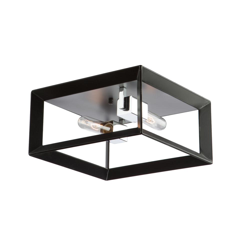 ARTCRAFT Vineyard 2-Light Black & Chrome Flush Mount