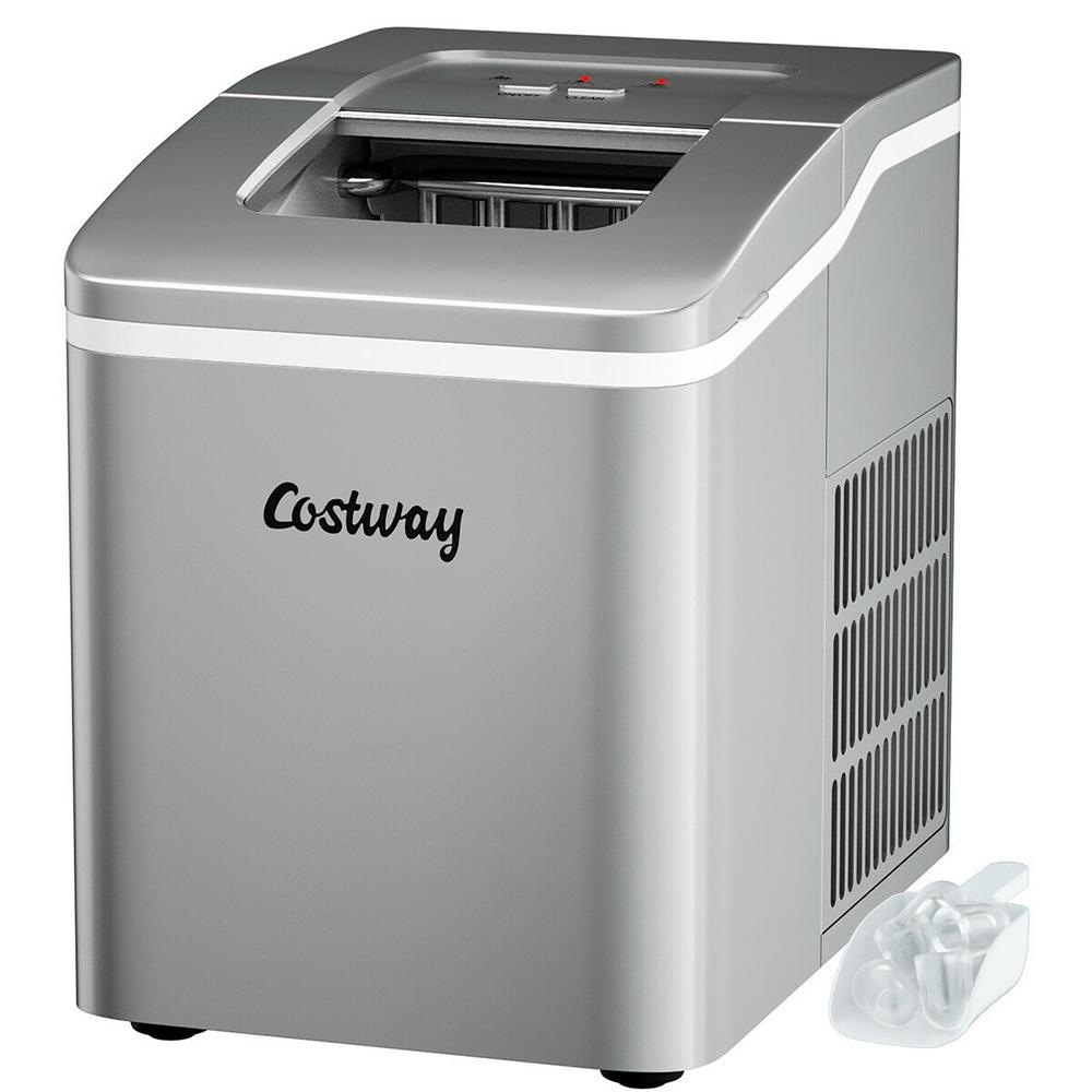 Costway 9 in. W 26 lbs./24Hour Countertop Portable Ice Maker Self
