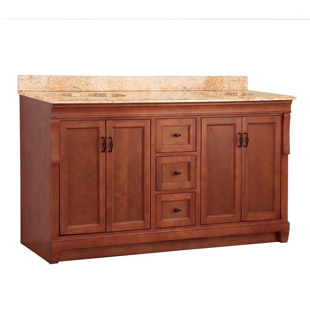Home Decorators Collection Naples 61 in. W x 22 in. D Double Sink Vanity in Warm Cinnamon with