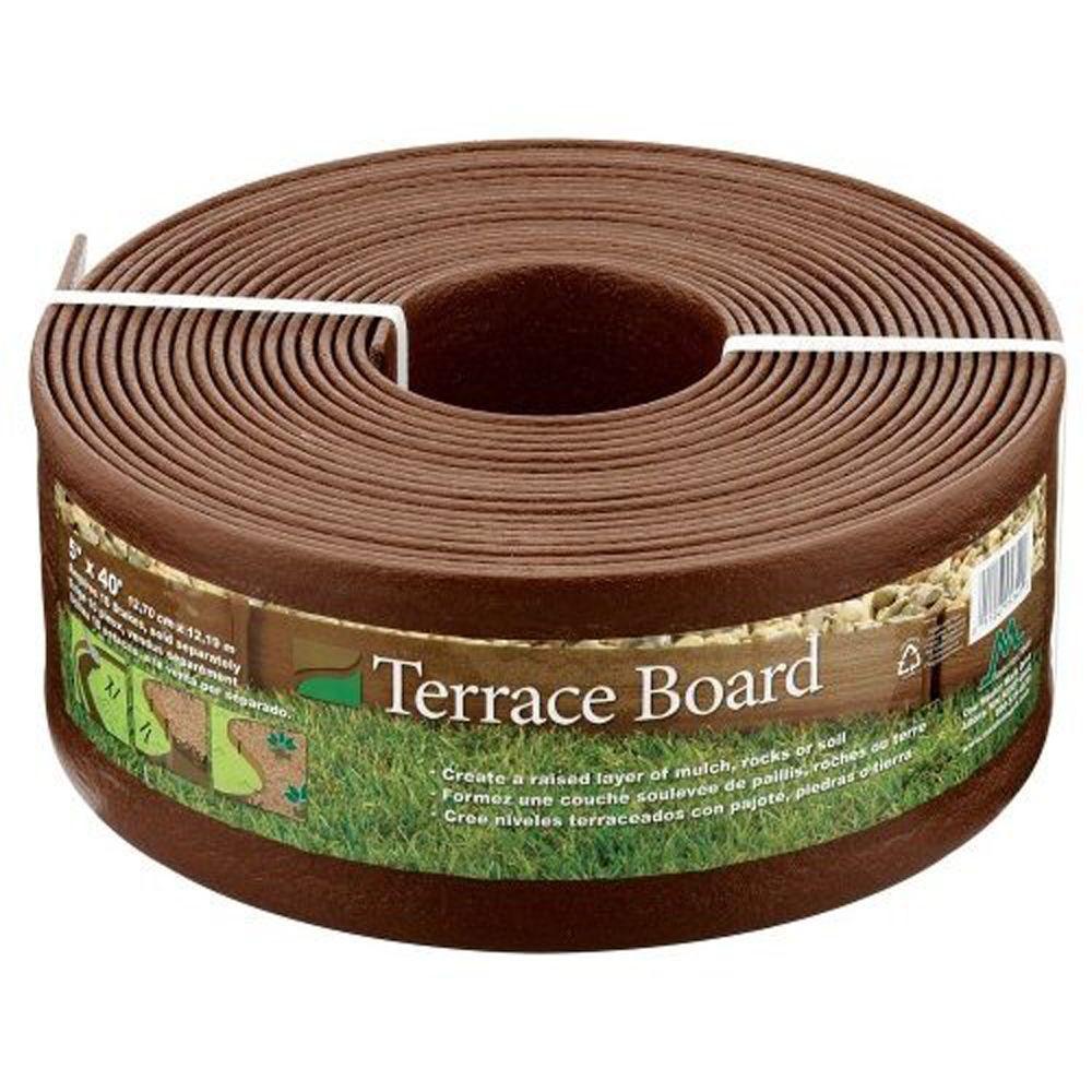 Master Mark Terrace Board 5 In X 40 Ft Brown Landscape Lawn Edging With Stakes 95340 The Home Depot