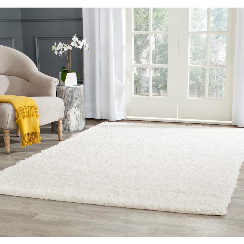 Anji Mountain Ivory White 4 ft. x 6 ft. Silky Shag Area RugAMB0651