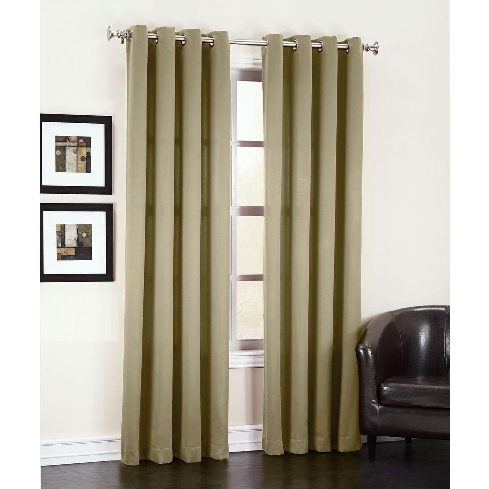 Sun Zero SemiOpaque Taupe Gregory Room Darkening Grommet Top Curtain