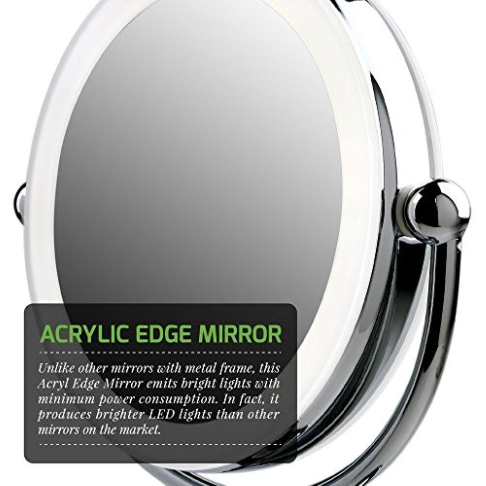 Ovente Dual Sided Magnifying Led Lighted Tabletop Makeup Mirror Ovente Dual Sided Magnifying Led