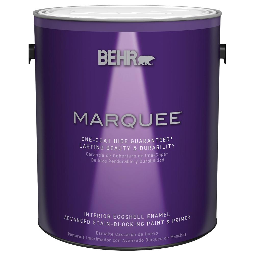 BEHR MARQUEE 1 Gal. Ultra Pure White Eggshell Enamel One-Coat Hide ...