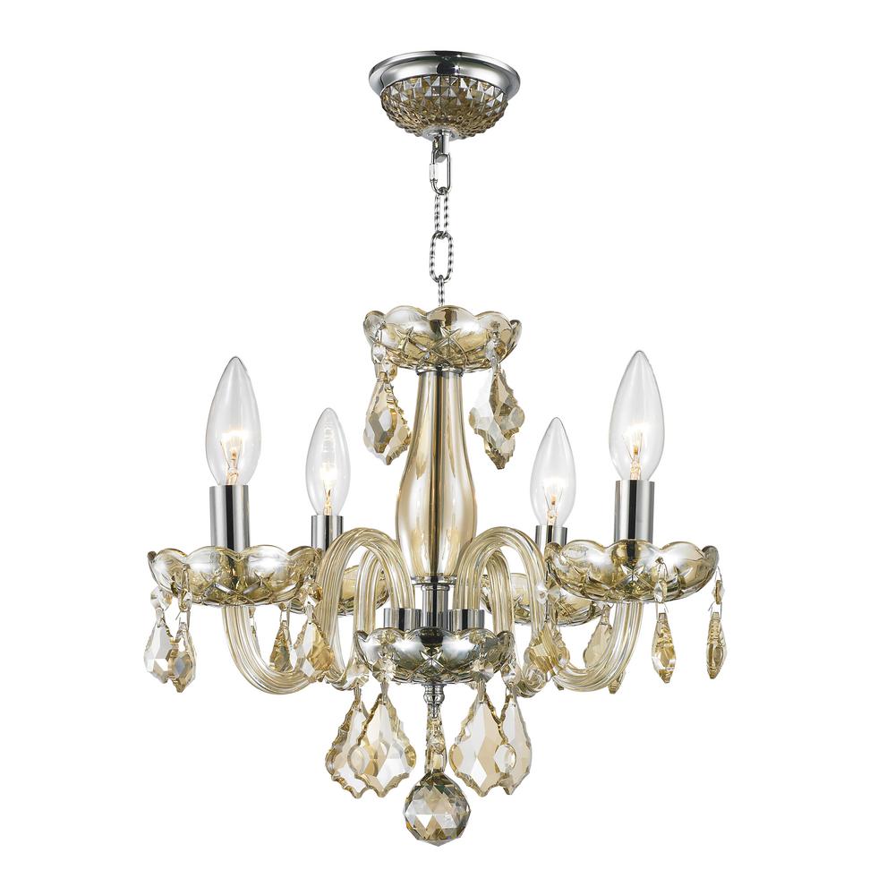 Warehouse Of Angelina 4 Light Chrome Crystal Chandelier Clarion Collection 4 Light Polished Chrome Golden Teak Crystal Chandelier