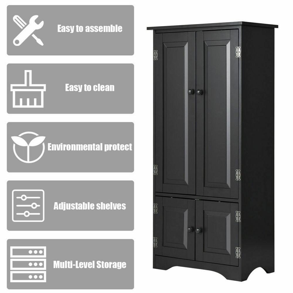 Costway Accent Black Storage Cabinet Adjustable Shelves Antique 2 Storage Cabinet Adjustable Shelves