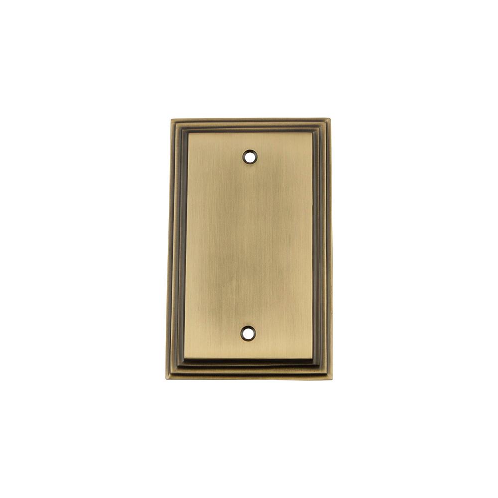 Nostalgic Warehouse Deco Switch Plate with Blank Cover in Antique Brass by Nostalgic Warehouse