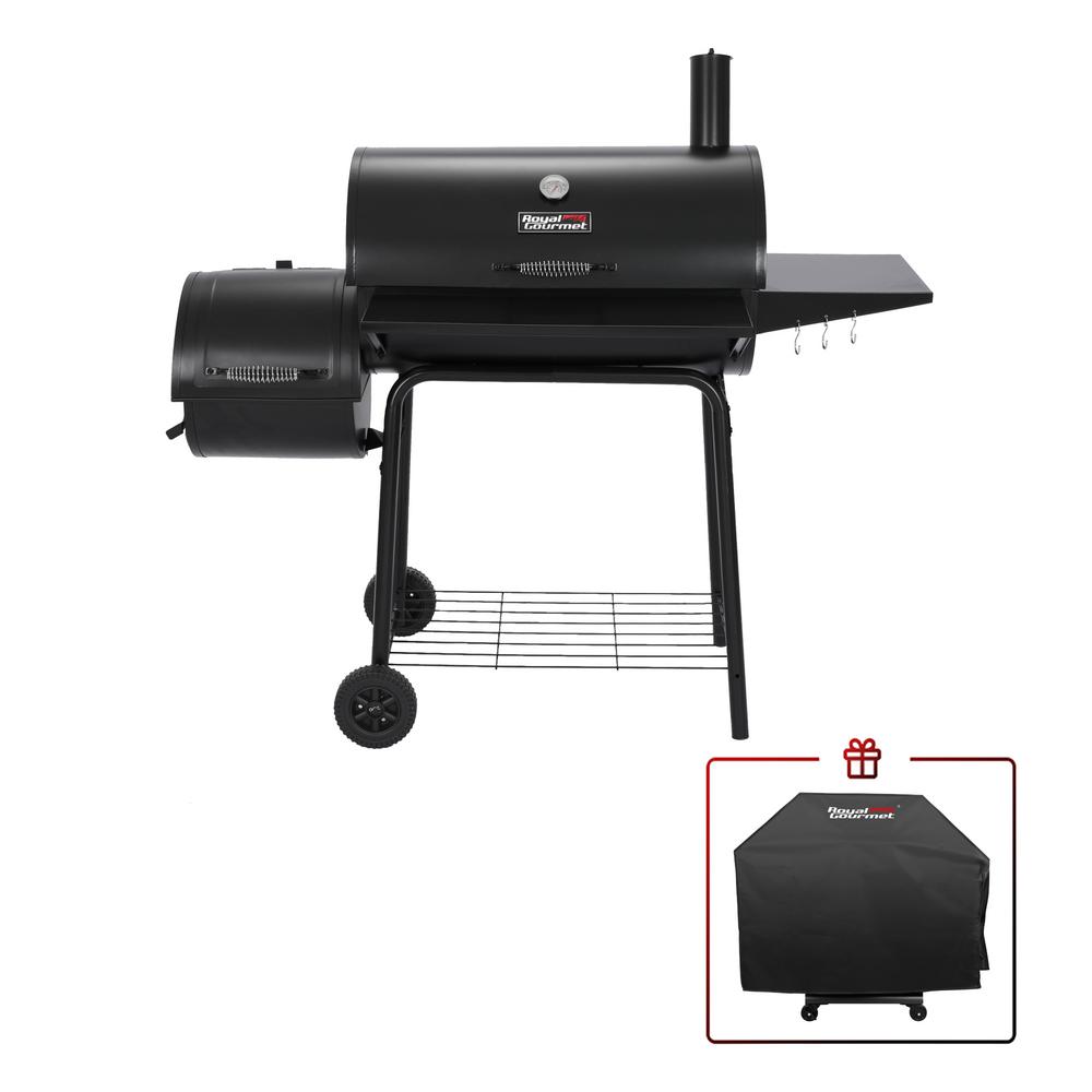 Royal Gourmet Pro 30'' Charcoal Grill with Cover and Offset Smoker CC1830SC Black