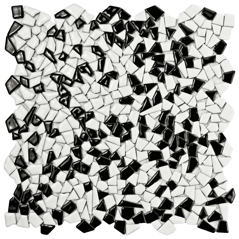 Merola Tile Jazz Black and White 11-1/4 in. x 11-1/4 in. x 5 mm Ceramic