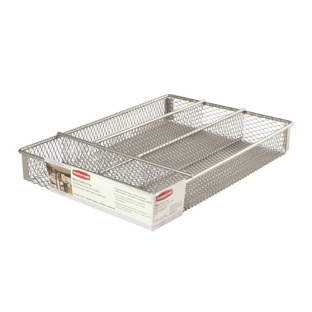 Rubbermaid Mesh Cutlery Tray FG1A7200TITNM The Home Depot   Rubbermaid Kitchen Drawer Organizers Fg1a7200titnm 64 600 