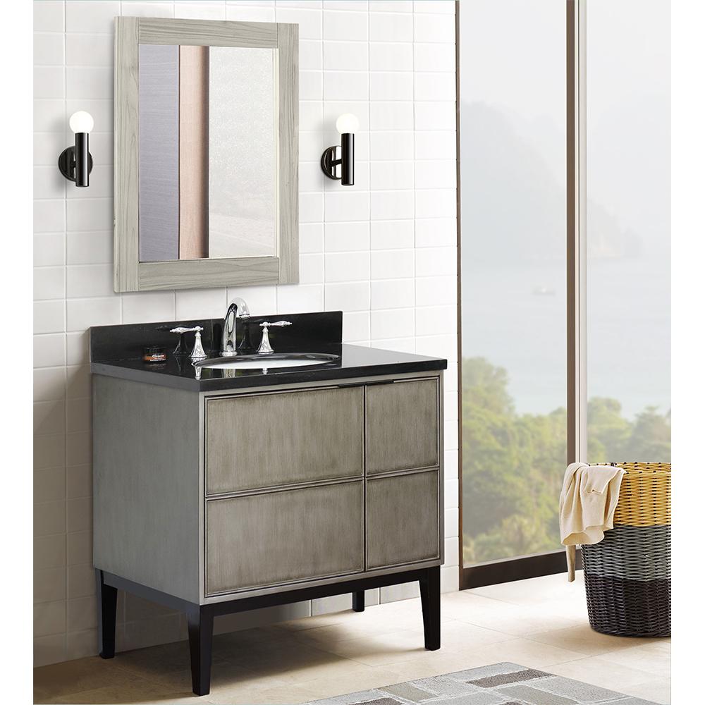 Bellaterra Home Scandi 37 In W X 22 In D Bath Vanity In Brown With Granite Vanity Top In Black With White Oval Basin Bt500 Ln Bgo The Home Depot