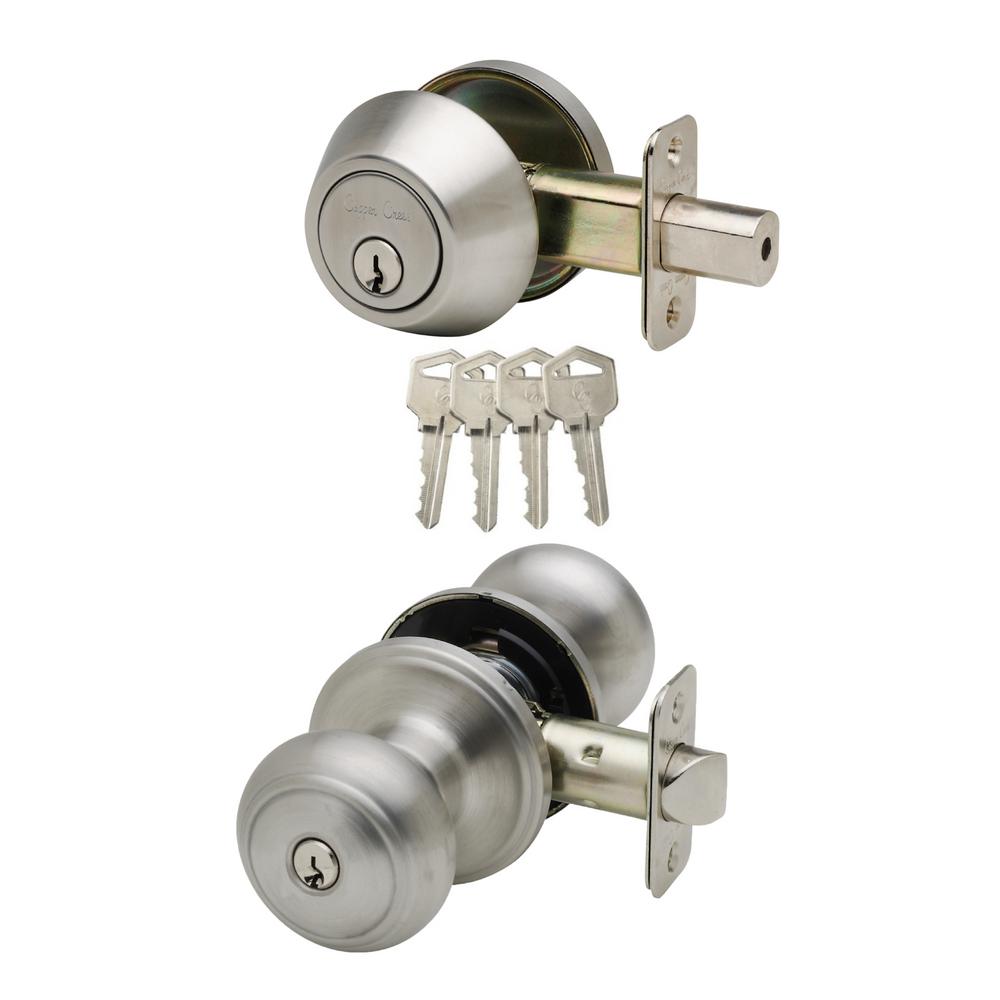 Copper Creek Colonial Satin Stainless Entry Door Knob With