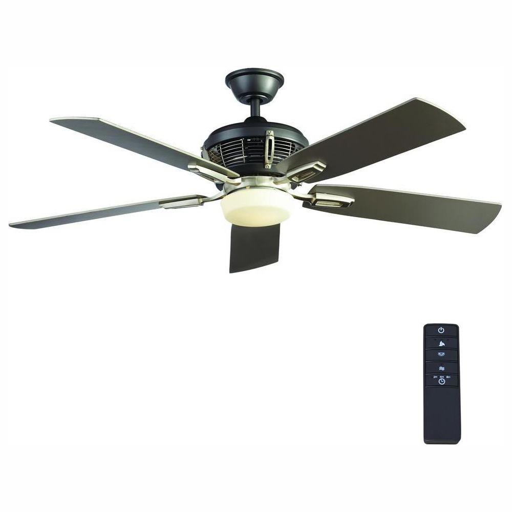 Home Decorators Collection Johns Creek 56 In Integrated Led Indoor Brushed Nickel Ceiling Fan With Light Kit And Remote Control